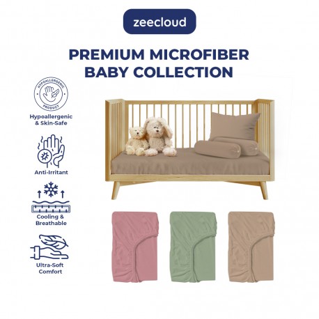 ZEE CLOUD® Premium Microfiber Baby Mattress Fitted Sheet (Almond)