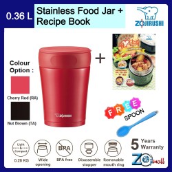 Zojirushi 360ml S/S Food Jar - SW-GCE-36 + Recipe Book + Spoon (Bundle Package)
