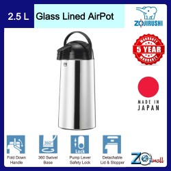 Zojirushi 2.5L S/S Glass Lined Air Pots - AALB-25S-ST (Stainless)